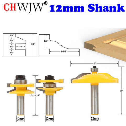 1-3PCS12mm Shank Rail & Stile Router Bits-Matched Standard Ogee door knife Woodworking cutter Tenon Cutter for Woodworking Tools ► Photo 1/5