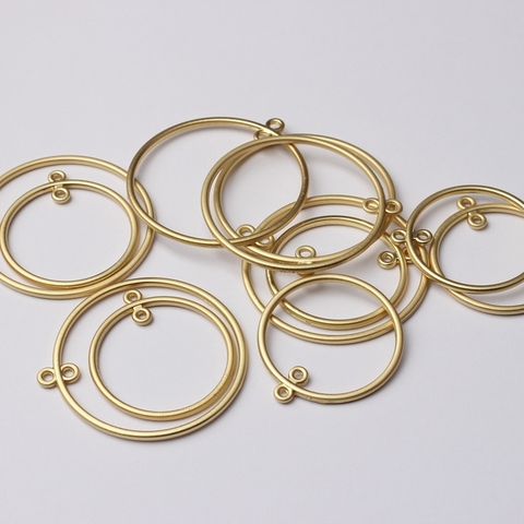 10pcs/lot Zinc Alloy Matte Golden Round Circle Charms Frame Pendant Bezel Setting Cabochon Setting Diy Earrings Accessories ► Photo 1/5