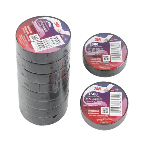 10pcs/lot 3M Electrical Tape PVC Black Insulation Tape Leaded Free Vinyl Adhesive Insulating Tape18mm *10m*0.13mm ► Photo 1/5