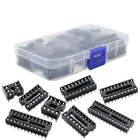 66Pcs/Lot DIP IC Sockets Adaptor Solder Type Socket Kit 6,8,14,16,18,20,24,28 Pin for arduino PCB Diy Kit ► Photo 1/1