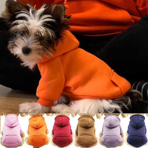 Solid Dog Hoodies Pet Clothes for Small Dogs Puppy Coat Jackets Sweatshirt for Chihuahua Doggie Cat Costume Cotton Pet Outfits ► Photo 1/6
