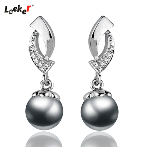 LEEKER Vintage Jewelry Gray White Imitation Pearl Earrings Women Wedding Earings 195 LK7 ► Photo 1/6