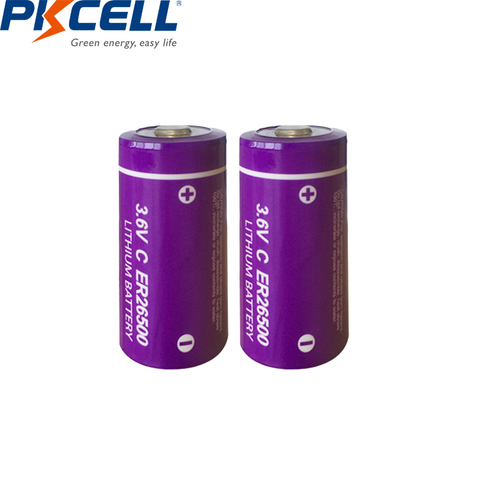 2Pcs/PKCELL ER 26500 3.6V C size Lithium Battery er26500 9000Mah Li-SOCl2 Battery PLC controly battery ► Photo 1/5