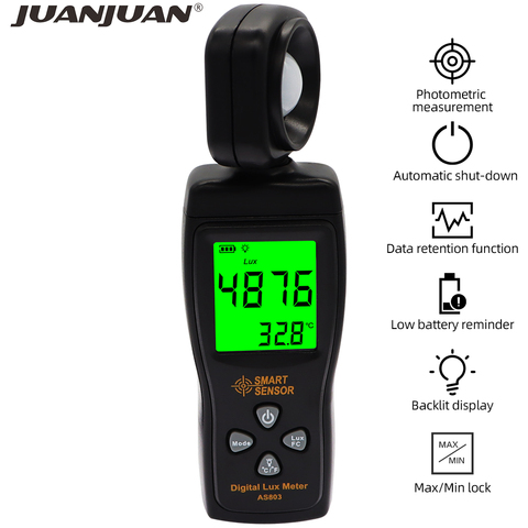 AS803 Luxmeter Digital Mini Luminance Tester Light Meter 1-200000 Lux Tools Photometer Spectrometer Actinometer 30% off ► Photo 1/6