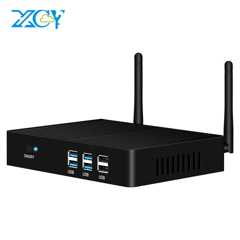 XCY Intel Core i5 7200U i3 7100U i7 4500U Fanless Mini PC Windows 10 4K HTPC Thin Client Desktop Computer HDMI VGA WiFi 6xUSB ► Photo 1/6