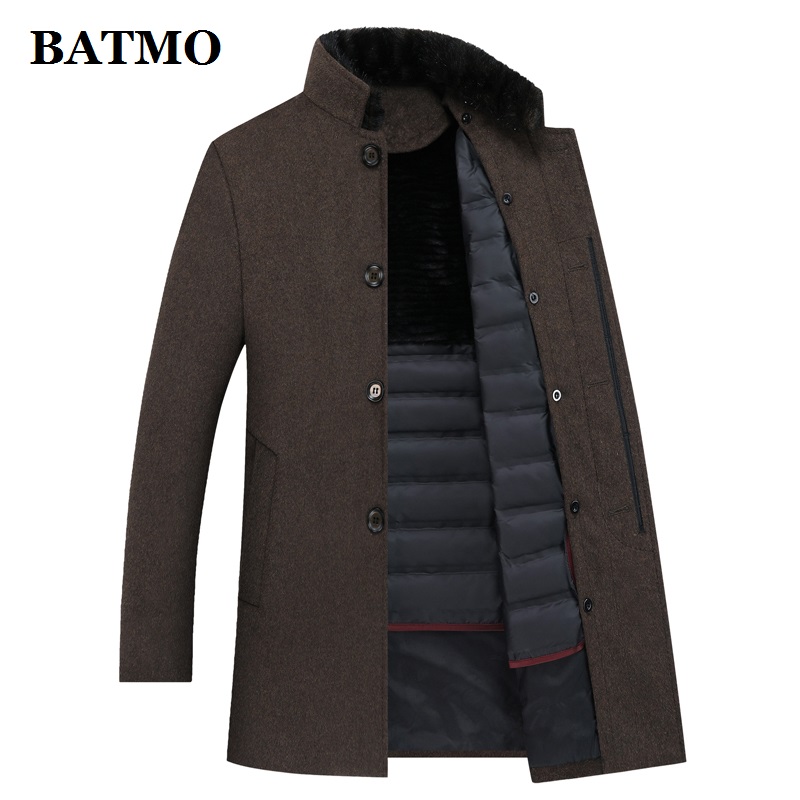 BATMO new arrival winter 90% white duck down liner thicked wool trench coat men,men's wool jackets,men's wool warm coat 8866 ► Photo 1/6