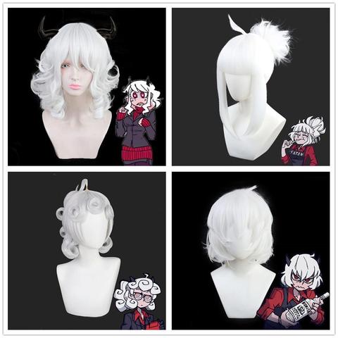 Game Helltaker the awesome demon Modeus Malina Lucifer Pandemonica Cosplay Wig Girl Hairpiece Pigtail Women Hair Periwig + Cap ► Photo 1/6