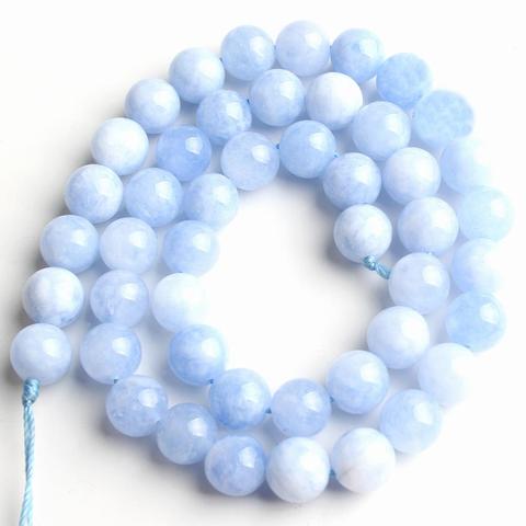 Natural Blue Angelite Stone Beads Round Loose Spacer Beads 15''Strand/Inch 6/8/10/12mm For Jewelry Making DIY Bracelets Necklace ► Photo 1/5