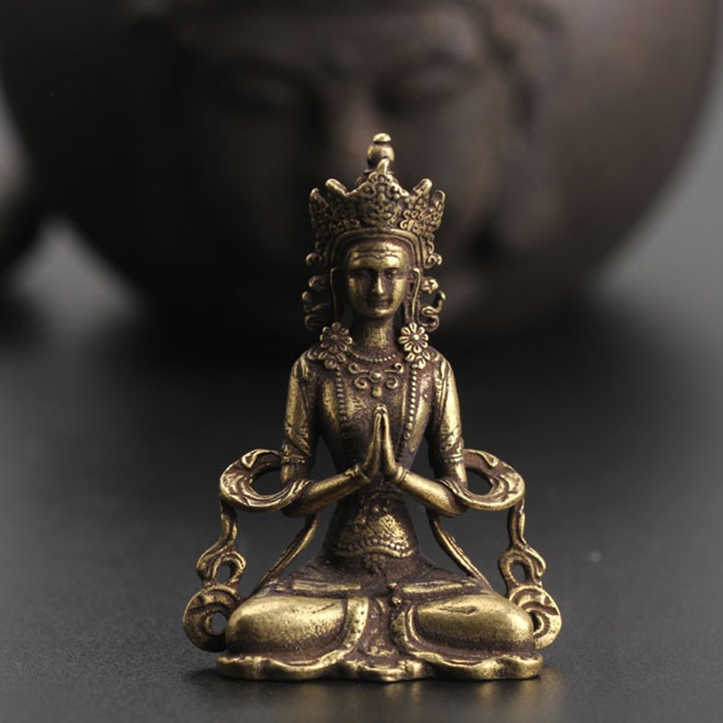 Retro Brass Meditate Zen Buddhism Household Buddha ornament Living Room Handmade Decoration Copper Statue Tea House Ornament ► Photo 1/6