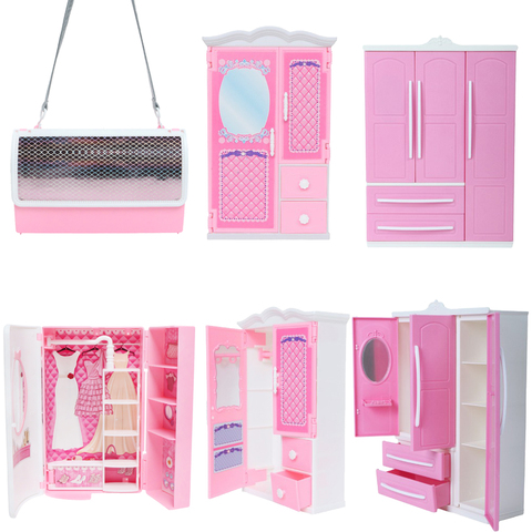 1 Pcs High Quality Doll Wardrobe for Barbie Doll Pink White DIY Furniture Dress Clothes Doll Accessories Playhouse Kids Toy ► Photo 1/6