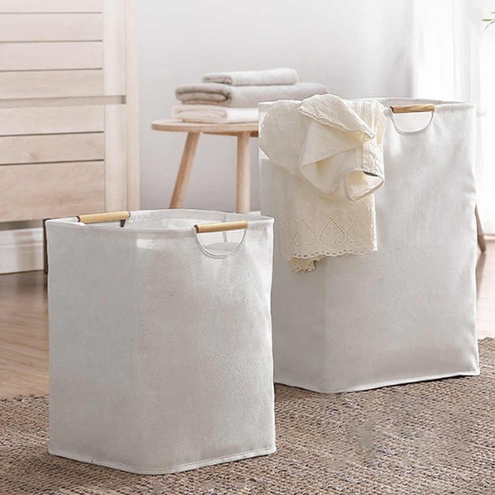 Laundry Basket Foldable Linen Cotton Clothes Toys Organizer Bag Laundry Hamper 
