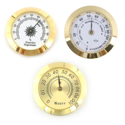 1pc Round Glass Analog Hygrometer For Humidors Gold For Guitar Violin Cigar Tobacco Box 50mm/37mm Hot Selling ► Photo 1/6