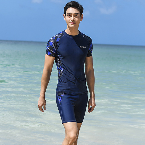 Short Sleeve Swimsuit Man Shirt+Shorts Swimwear High Waist Sailing Clothes Drysuit Plus Size Bathing Suits Rashguard Korean ► Photo 1/6