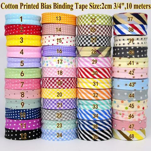 Free shipment 100% Cotton Bias tape dots,stripes, checks patterns printe bias tape 20mm,10meter spots Scottish twill fabric fold ► Photo 1/6