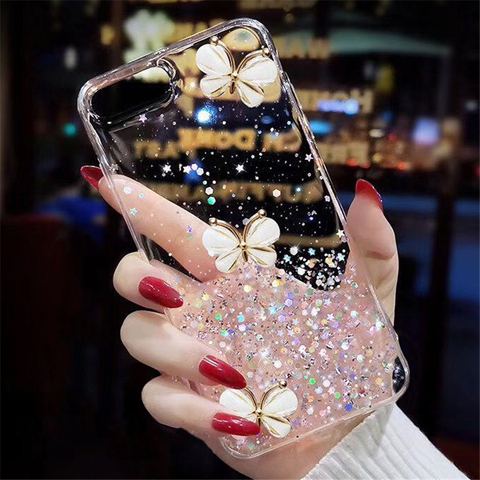 Crystal butterfly Glitter Case For Huawei Honor 8x 20 10 9 Lite Pro 8A 8S 8C Max 9X 10i 20i Play Y5 Y6 Y7 Y9 Prime P Smart 2022 ► Photo 1/6