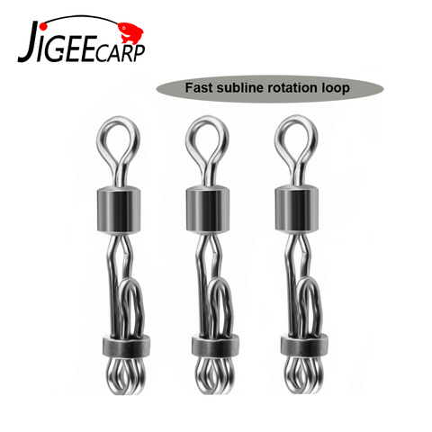 JIGEECARP 50pcs Carp Fishing Connector Bearing Rolling Swivel with Snap Fishing Pellet Line Quick Change Swivels Tackle ► Photo 1/6