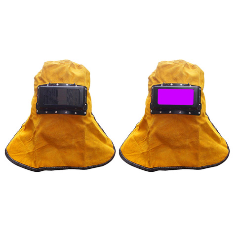 Convenient Welding Helmets Solar Auto Darkening Filter Lens Welder Mask Head-Mounted Yellow Cowhide Leather Hood Eyes Protection ► Photo 1/6