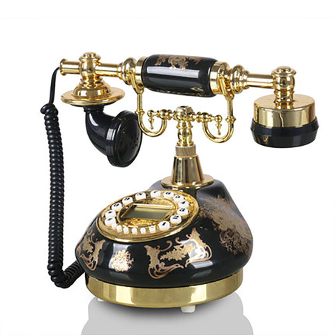 Black Bronzing Antique Telephone Home Vintage Corded Phone Button Dial with FSK and DTMF, Caller ID, Ringer Volume Adjustment ► Photo 1/2