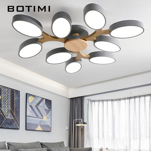 BOTIMI Tree Shaped Gray 110V 220V LED Ceiling Lights For Living Room Modern White Metal Bedroom Lamp Black Surface Mounted Light ► Photo 1/6