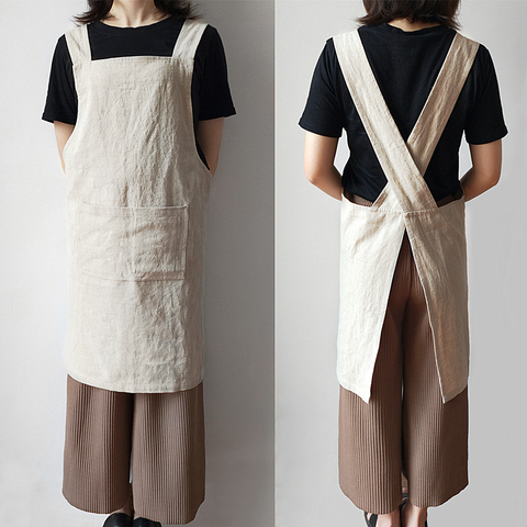 Cotton And Linen Apron Smock Women Men kitchen Anti-fouling Milk Tea Coffee Shop Florist Overalls Delantal Logo Print ► Photo 1/6