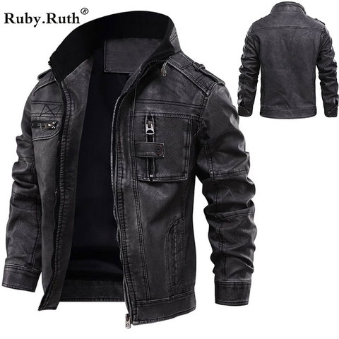 Leather Man Jackets Men Jacket Male Coats Winter Warm Cool Moto Motorcycle Outerwears European size Dropshipping ► Photo 1/5