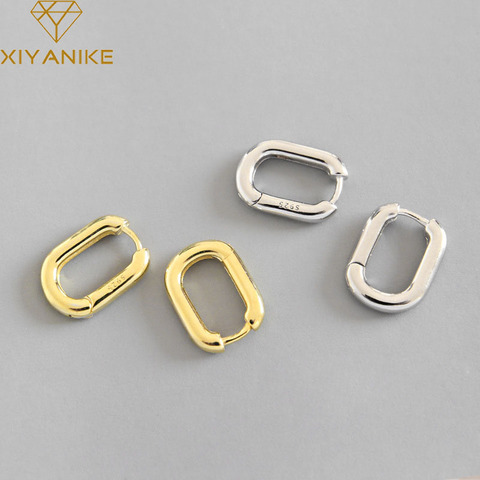 XIYANIKE Minimalist 925 Sterling Silver Stud Earrings Vintage Geometric Ellipse Handmade Earrings Party Accessories Jewelry Gift ► Photo 1/6