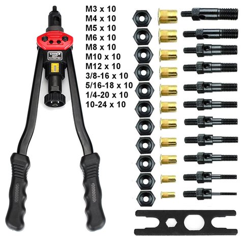 Hand Threaded Rivet Nuts Guns with nuts Double Insert Manual Riveter Riveting Rivnut Tools Set for M3/M4/M5/M6/M8/M10/M12 Nut ► Photo 1/6