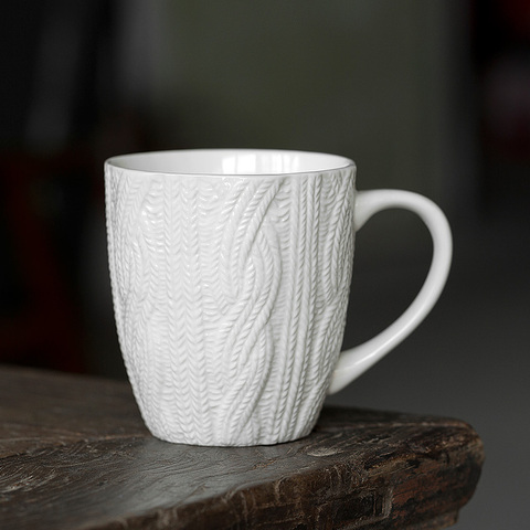 Nordic Exquisite Ceramic Mug 3D Embossed Wool Coffee Mug Travel Afternoon Tea Cups home Decor Unique Gift ► Photo 1/1