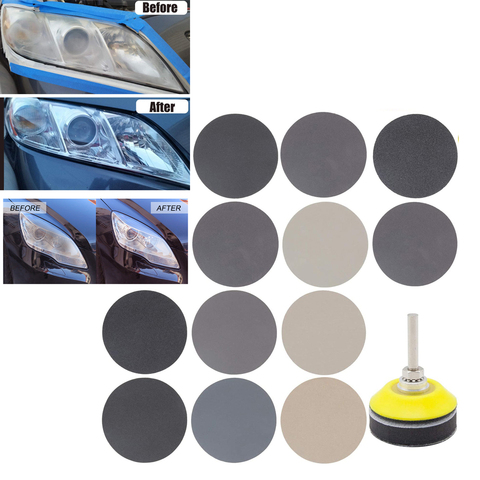 180 PCS Car Headlight polishing Sandpaper kit 2 Inch Wet Dry Sander Sheets with Backing Pad Soft Foam Buffering Pad ► Photo 1/6