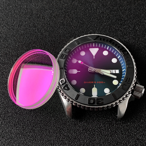 Double dome with Slotted edge Sapphire glass Slopping Ceramic Bezel set replace Parts For Seiko brand SKX007 009 011 ► Photo 1/6