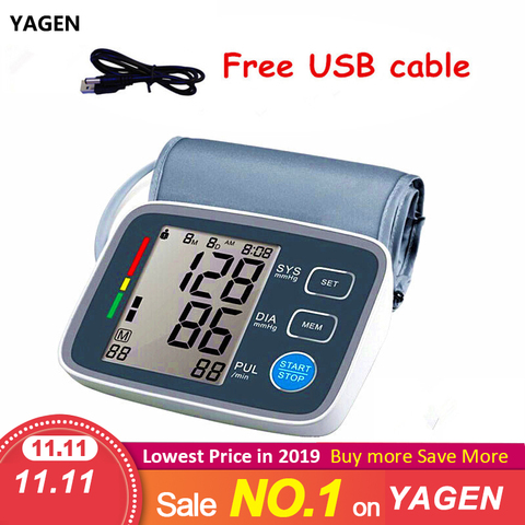 big LCD display Digital Blood Pressure Monitor tonometer sphygmomanometer pulsometros Health Monitor for heart blood ► Photo 1/6