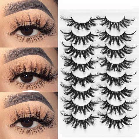 LEKGAVD 8 Pairs 3D Mink False Eyelashes Natural Wispy Fluffy Dramatic Volume Fake Lashes Extension Handmade Cruelty-free Eyelash ► Photo 1/6