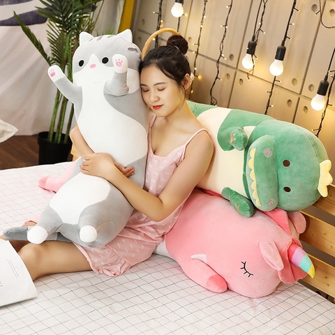 1pc 70/90/120CM Cartoon Animal Dinosaur Unicorn Cat Plush Toys Stuffed Soft Long Sleeping Pillow Dolls Children Birthday Gift ► Photo 1/6