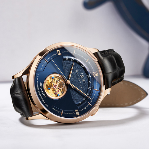 Luxury Blue Tourbillon Mechanical Watch Men I&W MIYOTA Automatic Watch Sapphire Glass Waterproof Italy Leather Band Reloj hombre ► Photo 1/6