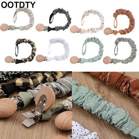 Baby Cotton Pacifier Chain Beech Wood Pacifier Clip Infant Teething Toys Holder For Nipples Baby Teether ► Photo 1/6