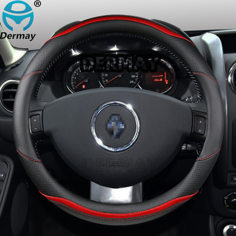 for Renault Duster Dacia Duster Nissan Terrano Car Steering Wheel Cover Microfiber Leather + Carbon Fiber Auto Accessories ► Photo 1/6