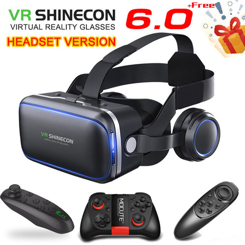 Original VR shinecon 6.0 headset version virtual reality glasses 3D glasses headset helmets smartphone Full package + controller ► Photo 1/6