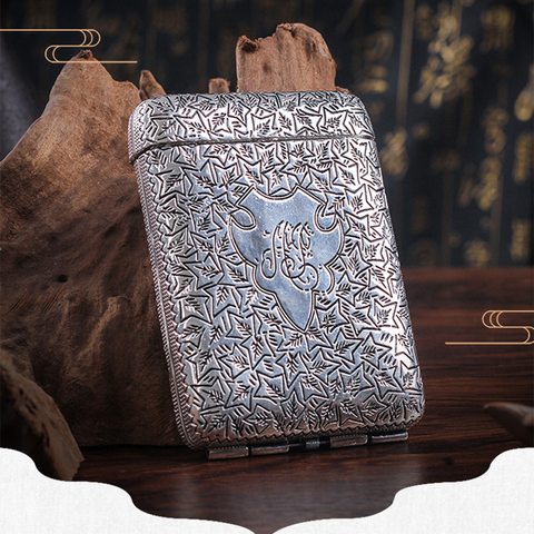 Hand-carved Retro Cigarette Case for 14 Cigarettes Portable Peaky Blinders Shelby Same Style Cigarette Box Smoking Accessories ► Photo 1/6