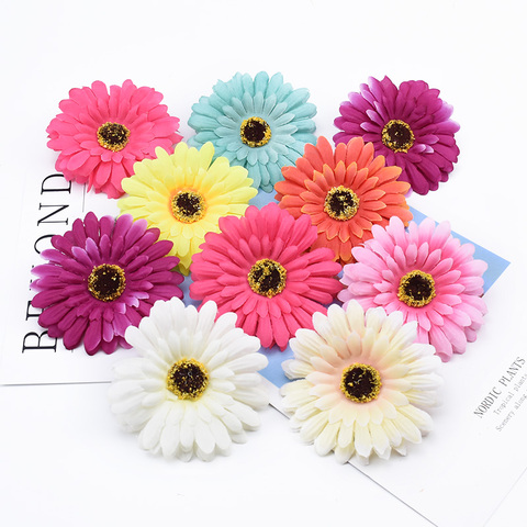 10 Pieces 10cm silk Gerbera wedding decorative flowers wall New Year Christmas home decorations wholesale artificial flowers ► Photo 1/6