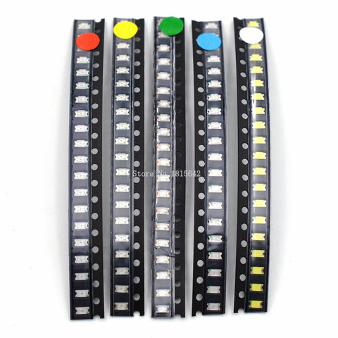 100PCS/LOT 1206 SMD White Red Blue Green Yellow 20pcs each Super Bright 1206 SMD LED Diodes Package Kit ► Photo 1/6