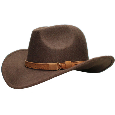 Vintage Parent-child Women Men /Kid Child Wool Wide Brim Cowboy Western Hat Cowgirl Bowler Cap Camel Leather Band (57cm/54cm) ► Photo 1/6