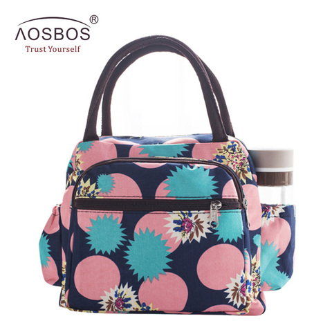Aosbos Waterproof Picnic Lunch Bag Portable Oxford Canvas Tote Bags Food Storage Bags for Women Lunch Box Printing Thermal Bag ► Photo 1/6