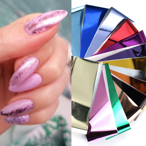 14Pc/Set Holographic Metallic Nail Sticker Transfer Foils Laser Sky Paper Shimmer Chromatic Decals Wraps Nail Accessories ► Photo 1/6