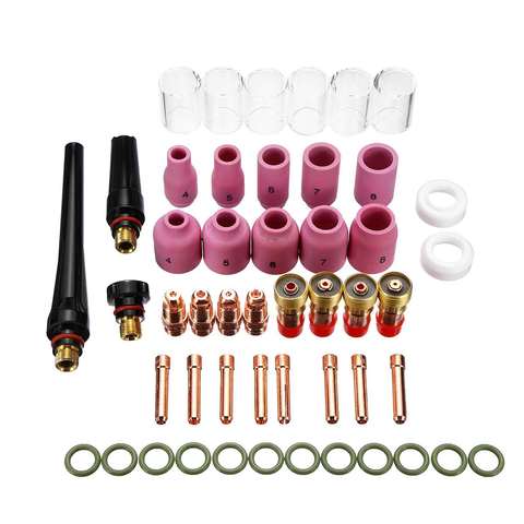 49Pcs TIG Welding Torch Kit For WP-17/18/26 Durable TIG Welding Torch Stubby Gas Len #10 Pyrex Glass Cup Kit Tool Accessories ► Photo 1/6