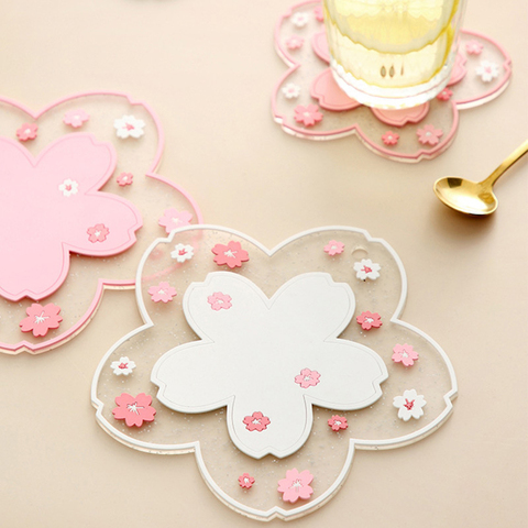 Cherry Blossom Heat Insulation Table Mat Family Office Anti-skid Tea Cup Milk Mug Coffee Cup Desk Pad ► Photo 1/6