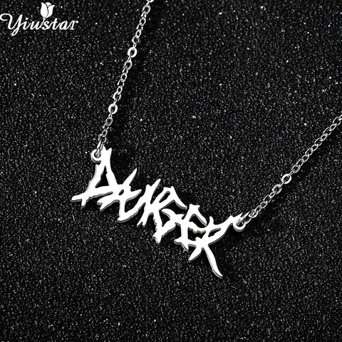 Punk Irregular Words Fashion DANGER Pendant Necklace Hip Hop Letter Necklace Stainless Steel Chain Gothic Jewelry Accessories ► Photo 1/6
