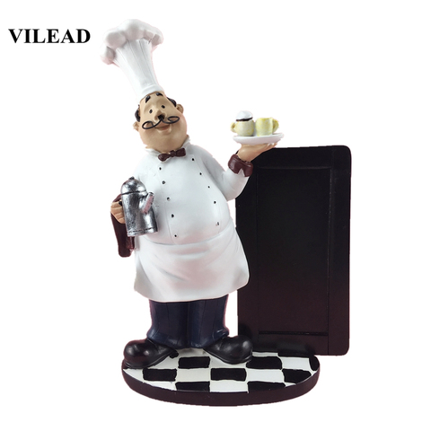 VILEAD 24cm Resin Message Board Mustache Chef Figurines Western Restaurant Kitchen Pastry Shop Craft Home Decoration Accessories ► Photo 1/6