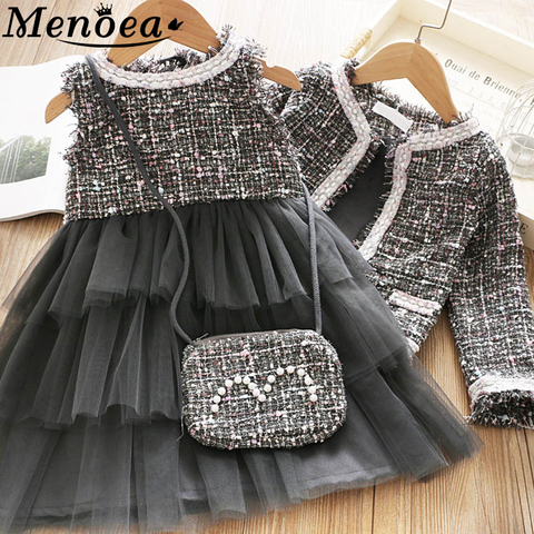 Menoea Girls Princess Clothes Suits Winter Style Kids Girls Party Elegant Cute Girl Outfit Children Woolen Clothing Sets ► Photo 1/6
