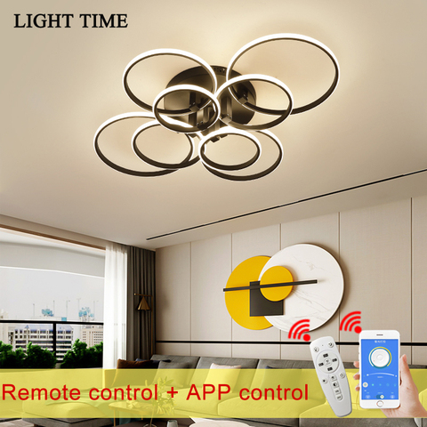 8/6/4 Circle Rings Modern Led Ceiling Light for Living room Bedroom Study room Aluminum Indoor Black&White Ceiling Lamp Fixture ► Photo 1/6