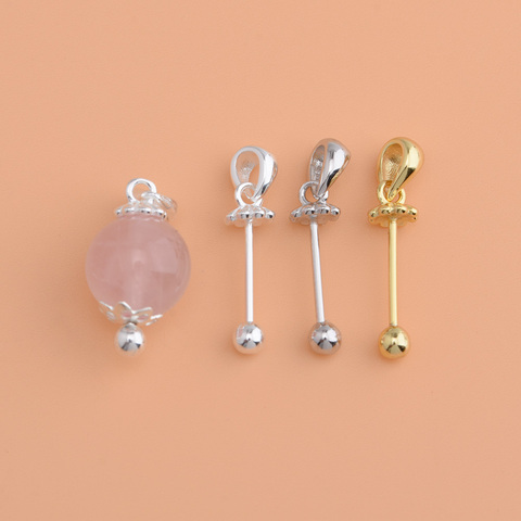 S925 Sterling Silver Crystal Pearl threaded pendant, universal necklace pendant jewelry string empty holder accessories ► Photo 1/6